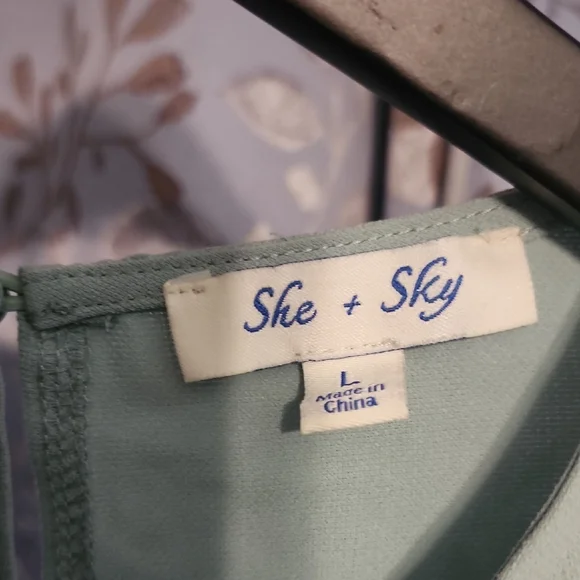 Elegant Double Ruffle Sleeve Blouse in Soft Green - Picture 2 of 5